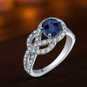 Luxury‎ 925 Silver and 1 carat Blue Sapphire Gemstone Ring